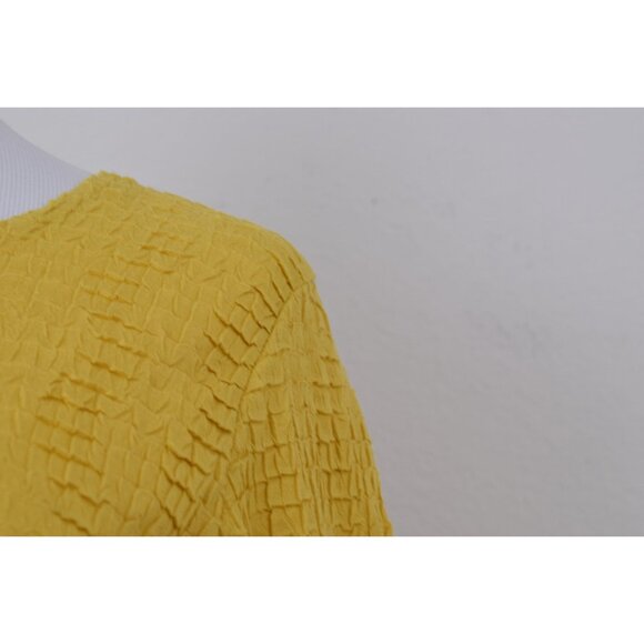 Vintage 90s Golden Yellow Polyester Scoop Neck shirt | size medium - Picture 5 of 10